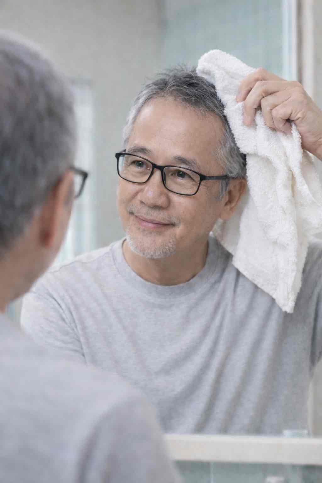 Rambut bersih setengah kering